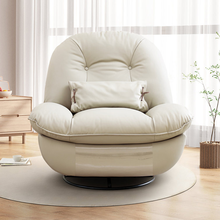 White leather shop swivel rocker recliner